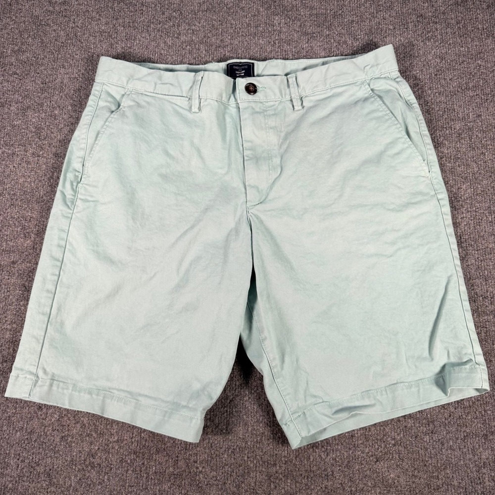 Gap Khakis Lived-in Short Mens 34 Mint Green Flat Front Chino Shorts 9 In #4270